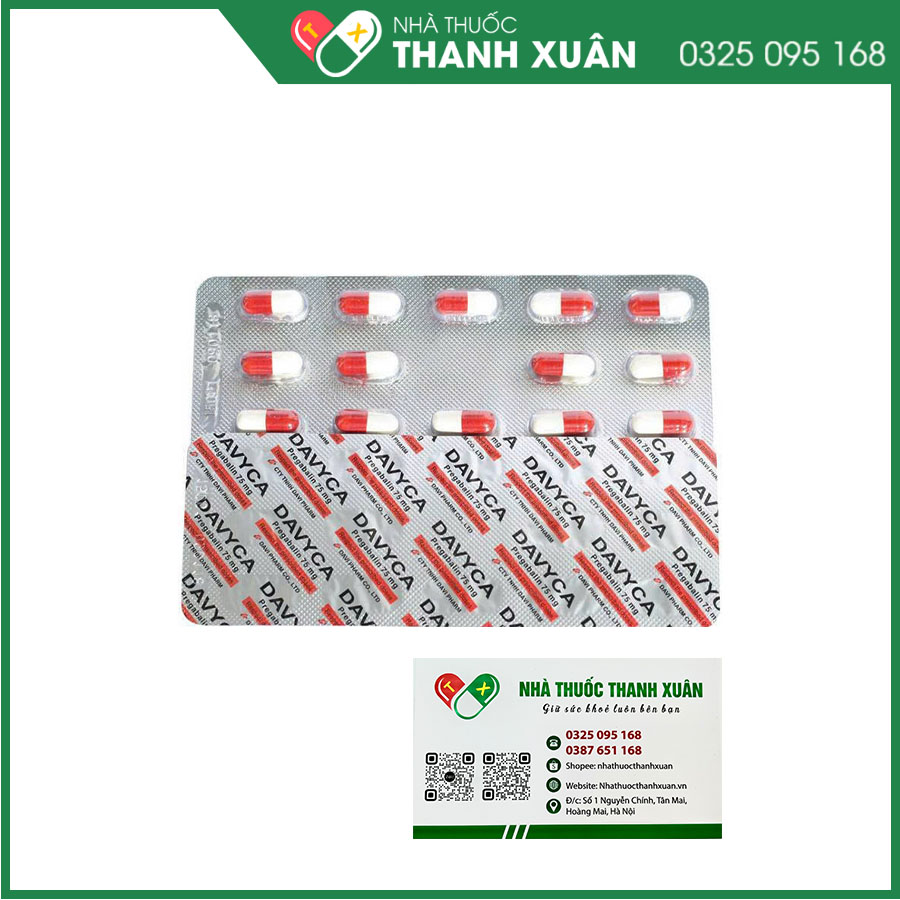 Davyca điều trị động kinh cục bộ ở người lớn, rối loạn lo âu lan tỏa, đau dây thần kinh